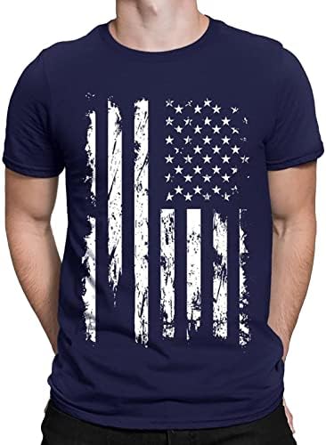 גברים של רטרו אמריקאי דגל חולצה קצר שרוול פטריוטית עצמאות יום חולצות אימון פיתוח גוף שרירים בכושר חולצה