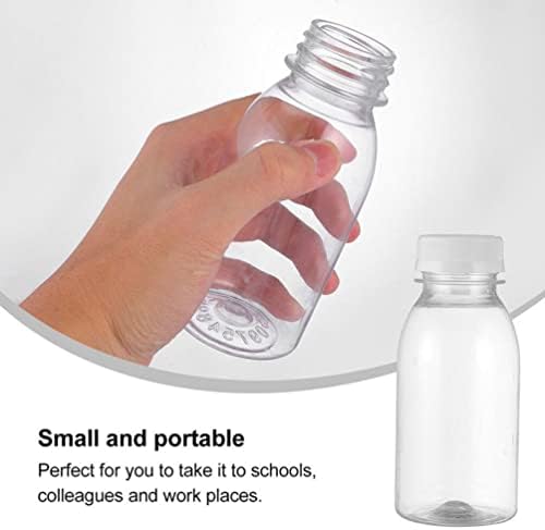 Besportble 20 יחידות בקבוקי מיץ פלסטיק ריק עם כובעים מכולות משקאות ברורות לשימוש חוזר לחלב, מיץ, משקאות