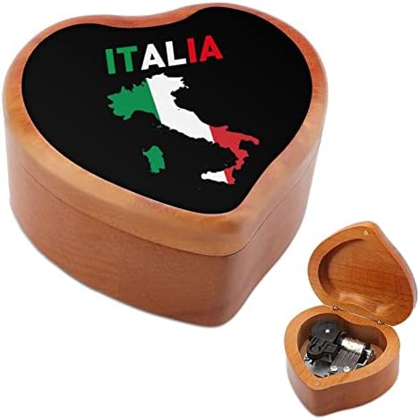 דגל איטליה מפת שעון שעון קופסת מוסיקה וינטג