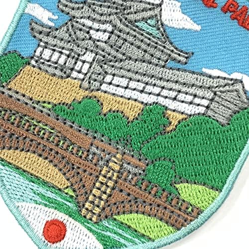 A -One - טוקיו ארמון אימפריאלי רקום טלאי+סיכת דש דגל יפן, טלאי ציון דרך, תיקון מזכרות נסיעות, תפור