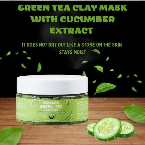 מסכת חימר תה ירוק במסקו / מסכות פנים לטיפול בעור ניקוי עמוק / מסיר חטט / מנקה נקבוביות / ניקוי רעלים וטיהור