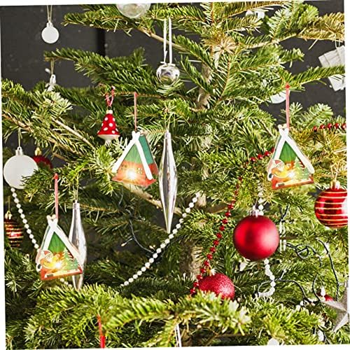 Osaladi 3PCS אורות עץ חג המולד אורות ילידת ארון עיצוב קישוט סנטה קישוט בתים מיניאטוריים בית חג המולד פסלוני