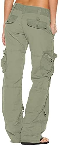 נשים של טקטי מטען מכנסיים עלייה נמוכה מזדמן רב כיסים רחב רגל מכנסיים למתוח כושר רגוע אימון מכנסיים
