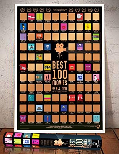 Travel Defealer 100 סרטים של Scratch Off Poster. הסרטים המובילים בכל רשימת דלי הזמנים 17 X24 Scratch Off פוסטר