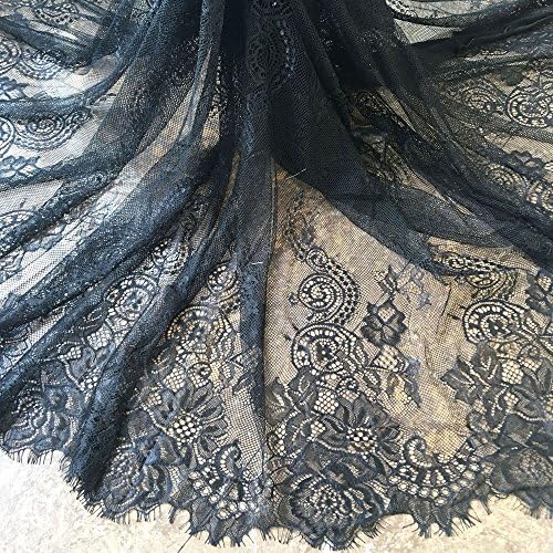3 מטר צ'אנטילי שחור שפע שחור מבד תחרה פרח רשת תחרה צרפתית לשמלת ערב שמלת שמלת שמלת מכנסיים קצרים