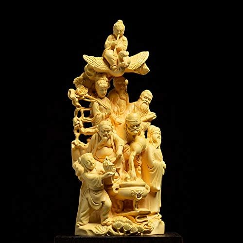 פסלי פסלים של YZDSBD פסלים שמונה בני אלמוות חוצים את עץ הים גילוף קישוט הבית למזל פנג שואי גילוף מלאכת מלאכה