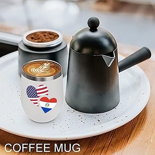 פרגוואי ארהב דגל קפה ספל קפה כוס משקה נירוסטה כוס כוס עם מכסים לעיצוב מתנה ליום הולדת 12 גרם