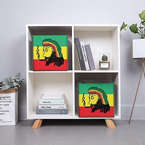 דיוקן Rastafarian עם קוביות אחסון סיגריות עם ידיות פחי בד מתקפלים המארגנים סלים לארון מדפים