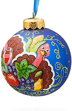 טורקיה ומסיבת חג ההודיה כדור זכוכית קישוטי חג המולד 3.25 אינץ '