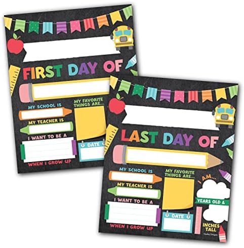 10 כרטיסים צבעוני חזרה לבית הספר סימנים ראשון והאחרון יום של בית ספר סימנים לילדים ראשון יום של בית ספר לוח-1