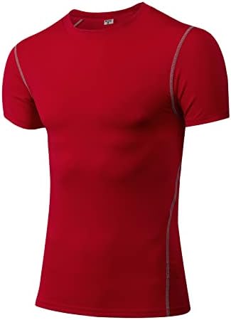 גברים של ספורט חולצות דחיסת ריצה חולצה בסיס-שכבה מהיר יבש כושר אימון קצר שרוול גופיות