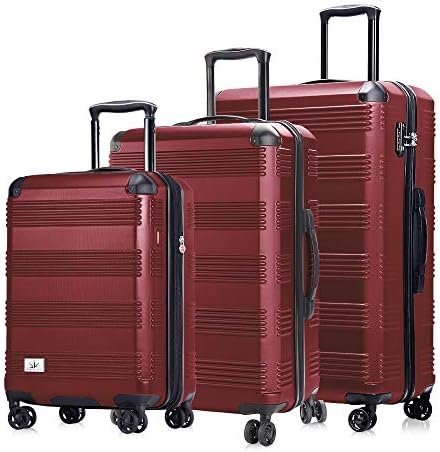 סט מזוודות ורדי 3 חלקים-קל משקל עם מזוודת נשיאה קשה-כולל נשיאה 20 אינץ 'הניתנת להרחבה, נעילה מאושרת