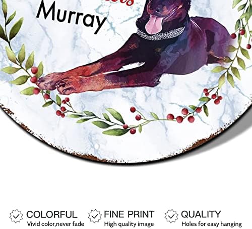 שלטי זר חג המולד כלב בכובע קרדינלים זר עגול שלט פח מתכת עיצוב חג המולד עיצוב חג המולד במצוקה שלטי