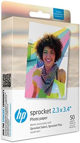 HP Sprocket Portable 2x3 מדפסת תמונות מיידית & Sprocket 2.3 x 3.4 Premium Zink Back Photo נייר צילום & Sprocket