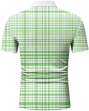 חולצות פולו משובצות XXBR גברים, שרוול קצר משובץ חולצת גולף מזדמן כפתור צוואר צוואר ספורט קיץ סריג טניס צמרות טי