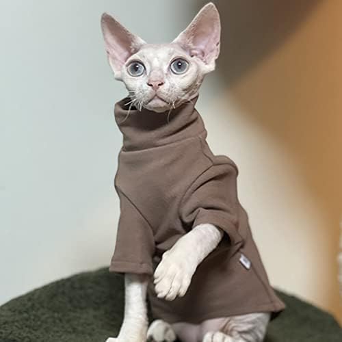 בגדי חתול חסרי שיער חולצת טריקו כותנה, סתיו ונושם אפוד חורפי חתול ללבוש בגדי צווארון גולף לספינקס, קורניש