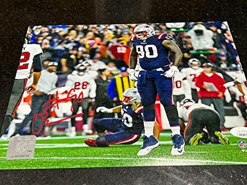 כריסטיאן בארמור חתום חתימה על ניו אינגלנד פטריוטס 8x10 צילום אדום JSA - תמונות NFL עם חתימה