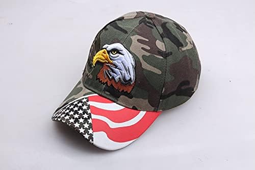EIKOU ארהב כובע בייסבול כובע פולו בסגנון אבא רקום כובע מתכוונן דגל אמריקאי מתכוונן לגברים ונשים （בוא