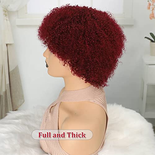 99 ג ' יי בורגונדי אפרו פאות שיער טבעי קצר קינקי מתולתל אפרו פאה עבור נשים שחורות אמיתי שיער