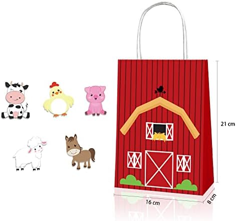 12 חבילות מסיבת בעלי חיים שקיות לטובת שקיות נייר לילדים עם ידיות קנדי ​​פינוק שקיות שקיות מתנה