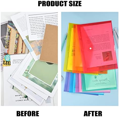 14 חבילה פלסטיק מעטפות פולי מעטפות, ברור מסמך תיקיות פלסטיק קובץ תיקיות עם הצמד סגירה, 7 צבעים, מכתב 4