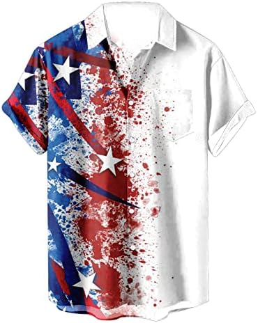 קיץ גברים של חולצות גברים של אמריקאי דגל פטריוטית חולצות לגברים 4 של יולי גברים של קצר שרוול כפתור