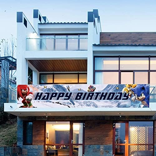 כחול סוניק קיפוד נושא יום הולדת שמח באנר סוניק בום גיבור רקע 118 אינץ 20 אינץ לילדים מסיבת יום