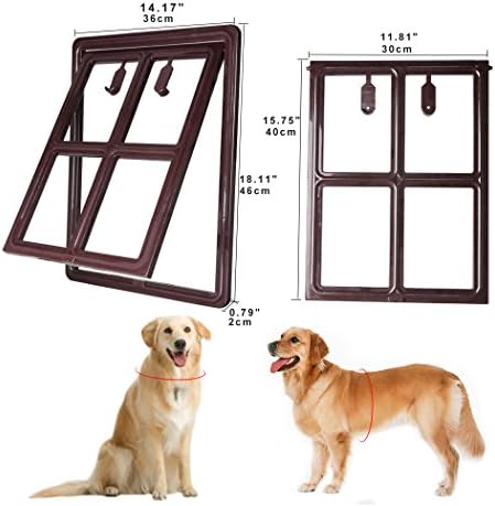 דלת כלב לדלת מסך הזזה, גרסה משודרגת 3 נעילה אוטומטית דלת לחיות מחמד לכלבים חתולי גורים, 3 צבעים 5 אפשרויות