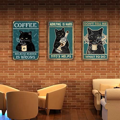 התבגרות קשה טיטו עוזר שלט פח וינטג ' עיצוב קיר מצחיק חתול שחור רעיון מתנה 8 איקס 12 אינץ