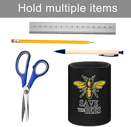 לחסוך את דבורים עור מפוצל עיפרון מחזיקי עגול עט כוס מיכל דפוס מארגן שולחן עבור משרד בית