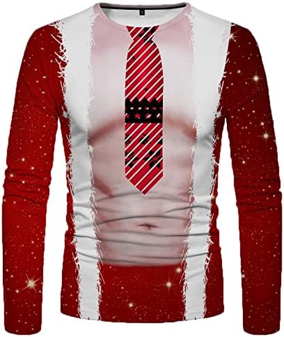חולצות T מעצבת Teddo Mens 2022 חג המולד מצחיק תלת מימד הדפס גרפי חולצה שרוול ארוך חולצה חג