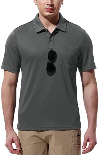 גופונה גברים של פולו חולצות קצר שרוול יבש כושר ספורט חיצוני גולף חולצות עם כיס
