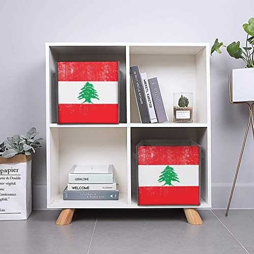 בציר לבנון דגל גדול קוביות אחסון פחי מתקפל בד אחסון תיבת ארון מארגני עבור מדפים