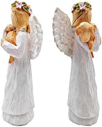 פסל מלאך עומד מלאך פסל מחזיק חום כלב מחמד עבור חג המולד זיכרון מתנות