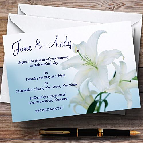 הזמנות לחתונה בהתאמה אישית של פרח כחול לבן