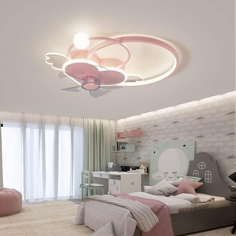 ילדים לילדים חדר אוהב מאוורר תקרה בצורת לב ורוד עם מנורה אור יצירתי אור מאוורר