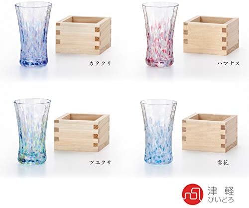 Aderia Tsugaru Bidoro Sake Sake Glass Blue 3.2oz מיוצר ביפן F-71962