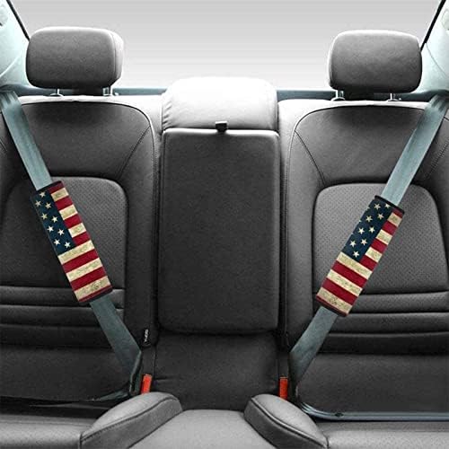 דריוואט וינטג 'דגל אמריקאי מכונית רפידות חגורת בטיחות מכסה מכסה 4 חבילות רצועת מושב נוחות רכה משענת ראש