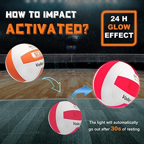 Vioaioada Light Up Wolleyball - זוהר בכדורי הכדורעף האפלים עם סוללות רזרביות - משאבה נוספת וסוללות בחירה