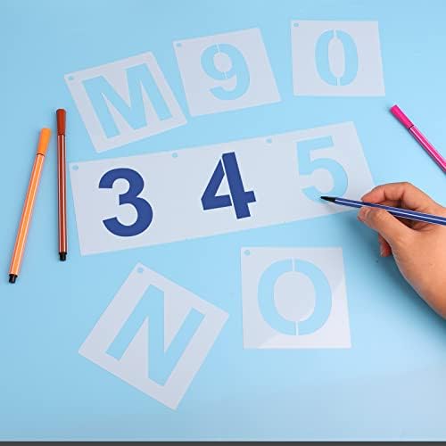 קינבום 36 יחידות שבלונות מכתב, תבנית מספר מכתב מפלסטיק רחיץ 4 אינץ ' עם טבעת מתכת לציור ספריי צבע עשה