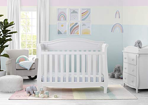 דלתא ילדי לנקסטר 4-ב-1 מיטת תינוק להמרה, ביאנקה לבן + סרטה שינה מושלמת כפול צדדי ממוחזר סיבי