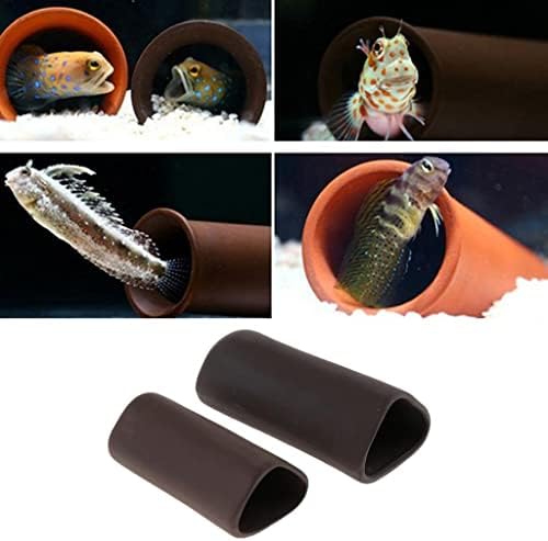 Leefasy סביבת אקווריום קרמיקה מטגנים צינורות מגדלים קישוט דגי מערה, חום כהה, קטן