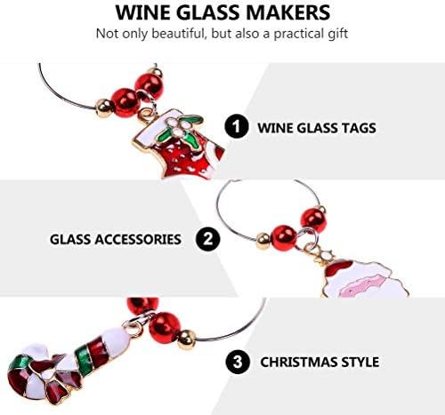 12 יחידות חג המולד מסיבת זכוכית תליון יין זכוכית כוס מתכת טבעת קישוטי חג המולד ספקי