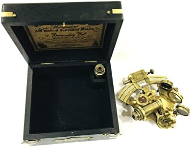 מאן דקור 4 '' פליז סקסטנט ימי J.Scott nauical sextant עם קופסת עץ קשה ושחור ו -1 רנסים נוספים