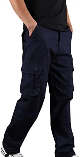 מכנסי מטען בסקוויש לגברים מכנסי עבודה רגועים בכושר מכנסיים מרובי כיסים עבודה חיצונית מכנסי טרנינג