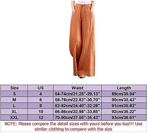 מקרית קיץ כותנה פשתן מכנסיים לנשים בבאגי רחב רגל מכנסיים גבוהה מותן ארוך מכנסיים עם כיסים נוח מכנסיים