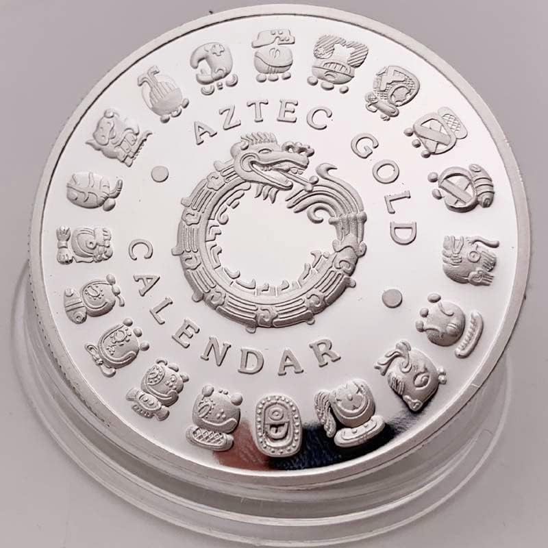 אמריקאי נקודת צבע הדרקון המאיה לוח שנה האצטקים כסף מצופה מדליית אסיפה מטבע מטבע זהב מטבע הנצחה מטבע