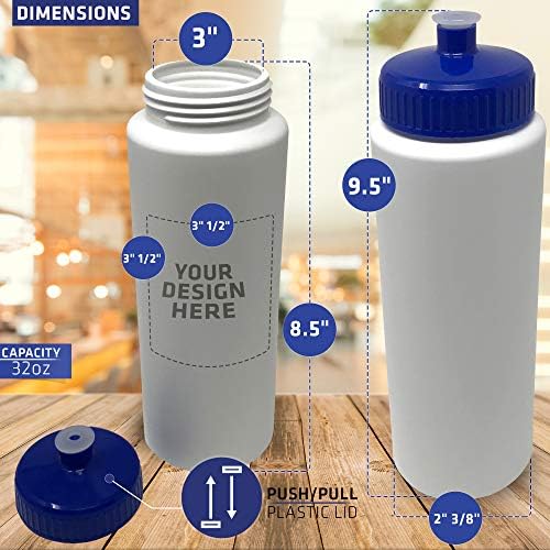 CSBD 32OZ בקבוקי מי ספורט, שימוש חוזר ללא BPA פלסטיק, משוך זרבובית משקה עמיד דליפות, התאמה אישית של DIY