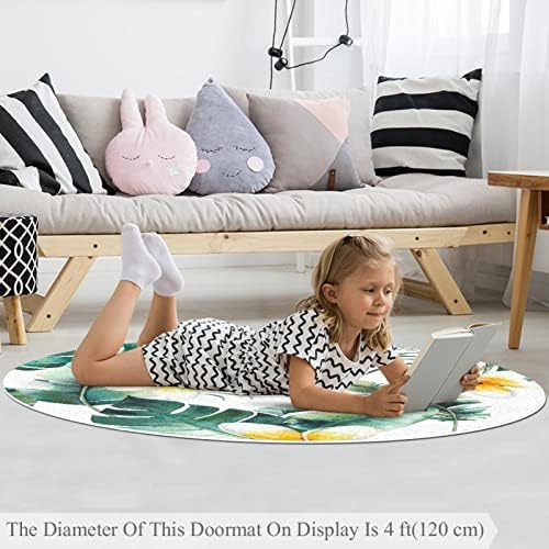 Llnsupply ילדים עגולים אזור משחק שטיח שטיח קיץ פרחי פלומריה משתלת כרית שטיח