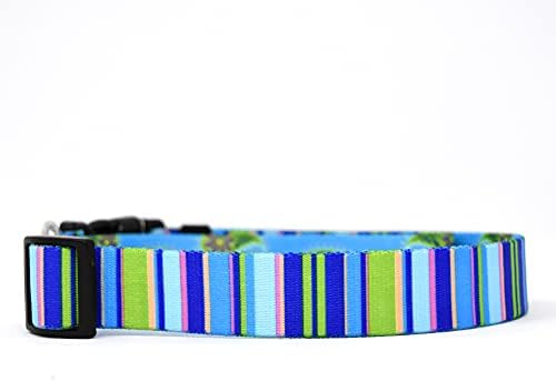 עיצוב כלבים צהוב פסים כחולים רצועת כלבים 3/4 רוחב ואורך 5 ', קטן/בינוני